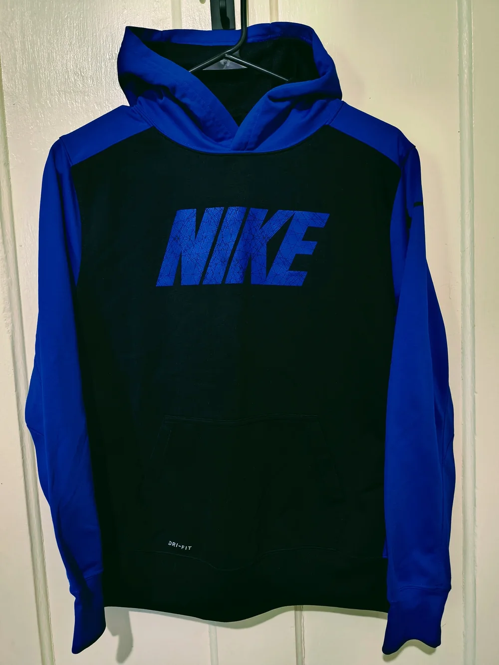Boys Nike Black and Royal Blue Dri-FIT Logo Pullover Hoodie